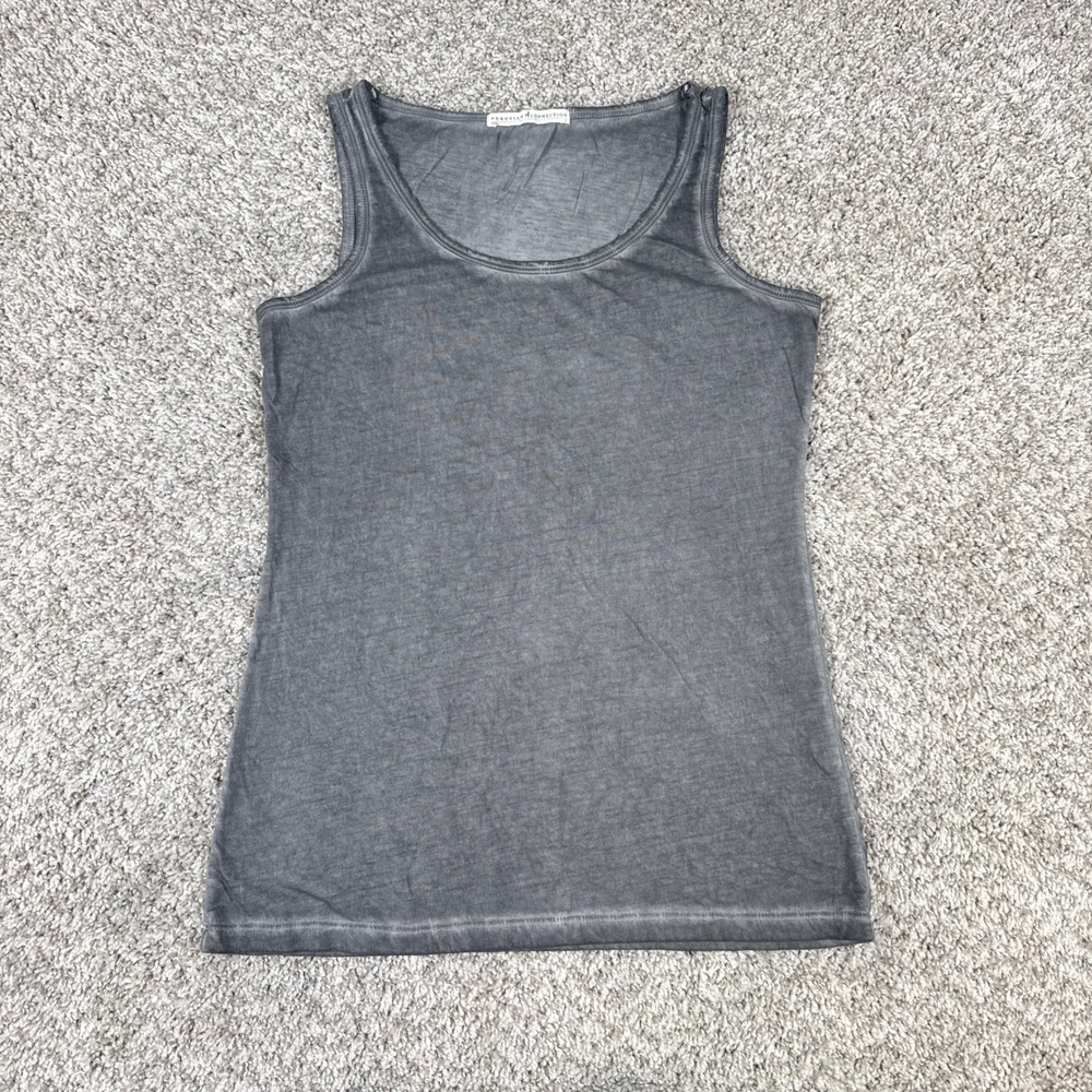 Peruvian Connection Tank Top Womens Small Gray Scoop Neck Pima Cotton Minimalist